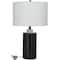 Black Marble Thick Stand Table Lamp with Drum Shade 15" x 15" x 24"